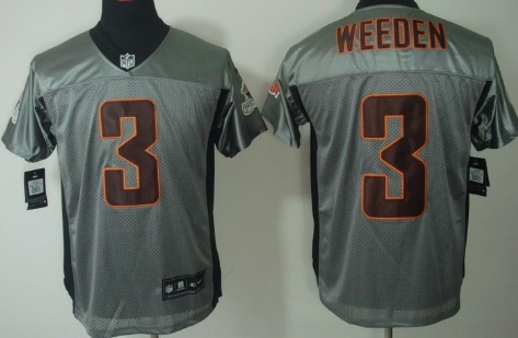 Nike Cleveland Browns #3 Brandon Weeden Gray Shadow Elite Jersey 