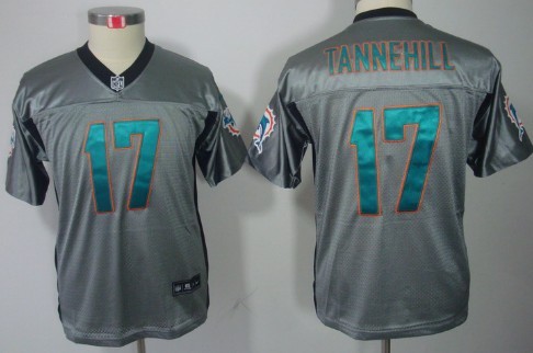 Nike Miami Dolphins #17 Ryan Tannehill Gray Shadow Kids Jersey 