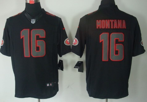 Nike San Francisco 49ers #16 Joe Montana Black Impact Limited Jersey 