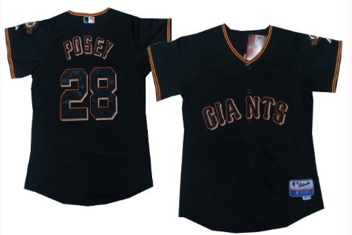 San Francisco Giants #28 Buster Posey Black Kids Jersey 