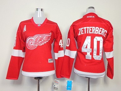 Detroit Red Wings #40 Henrik Zetterberg Red Womens Jersey 