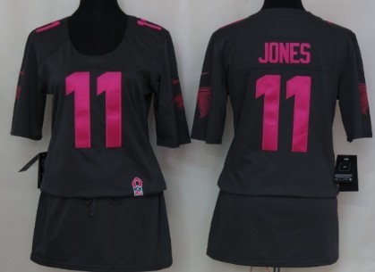 Nike Atlanta Falcons #11 Julio Jones Breast Cancer Awareness Gray Womens Jersey 