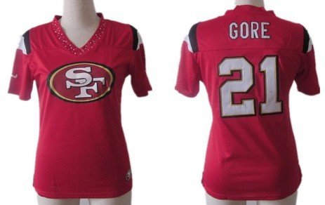 Nike San Francisco 49ers #21 Frank Gore 2012 Red Womens Field Flirt Fashion Jersey 