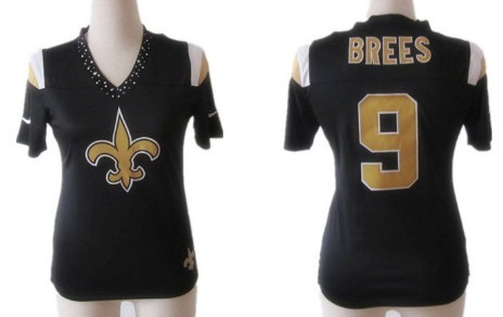 Nike New Orleans Saints #9 Drew Brees 2012 Black Womens Field Flirt Fashion Jersey 