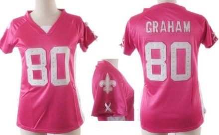 Nike New Orleans Saints #80 Jimmy Graham 2012 Pink Womens Draft Him II Top Jersey 