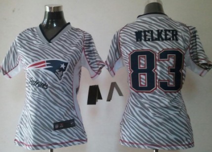 Nike New England Patriots #83 Wes Welker 2012 Womens Zebra Fashion Jersey 