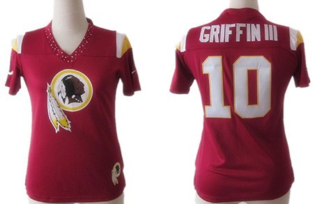 Nike Washington Redskins #10 Robert Griffin III 2012 Red Womens Field Flirt Fashion Jersey 