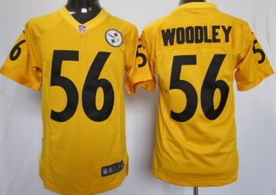 Nike Pittsburgh Steelers #56 Lamarr Woodley Yellow Game Jersey 