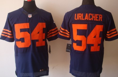 Nike Chicago Bears #54 Brian Urlacher Blue With Orange Elite Jersey 