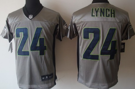 Nike Seattle Seahawks #24 Marshawn Lynch Gray Shadow Elite Jersey 