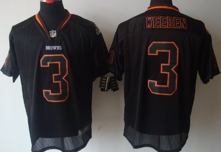 Nike Cleveland Browns #3 Brandon Weeden Lights Out Black Elite Jersey 