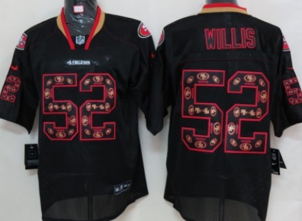 Nike San Francisco 49ers #52 Patrick Willis Lights Out Black Ornamented Elite Jersey 