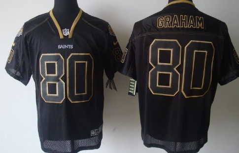 Nike New Orleans Saints #80 Jimmy Graham Lights Out Black Elite Jersey 