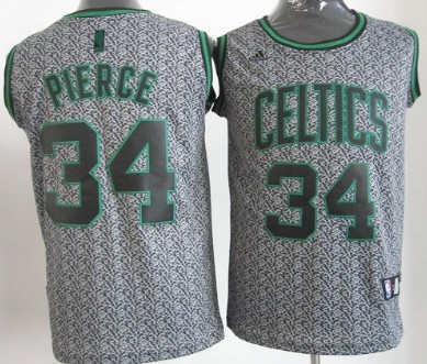 Boston Celtics #34 Paul Pierce Gray Static Fashion Jersey 