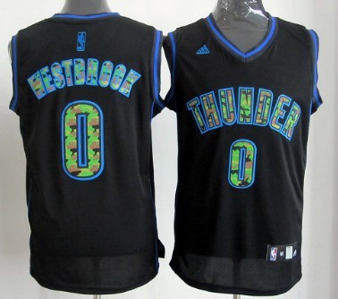 Oklahoma City Thunder #0 Russell Westbrook Black Camo Fashion Jersey 