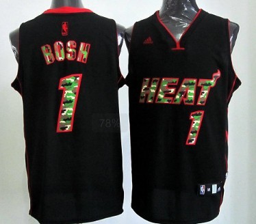 Miami Heats #1 Chris Bosh Black Camo Fashion Jersey 