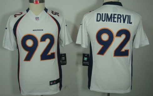 Nike Denver Broncos #92 Elvis Dumervil White Limited Kids Jersey