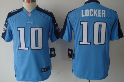 Nike Tennessee Titans #10 Jake Locker Light Blue Limited Kids Jersey