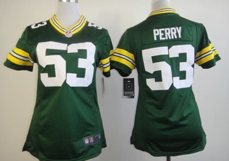 Nike Green Bay Packers #53 Nick Perry Green Game Womens Jersey 