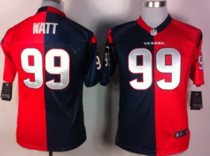 Nike Houston Texans #99 J.J. Watt Blue/Red Two Tone Kids Jersey 