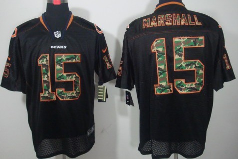 Nike Chicago Bears #15 Brandon Marshall Black With Camo Elite Jersey 