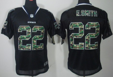 Nike Dallas Cowboys #22 Emmitt Smith Black With Camo Elite Jersey 