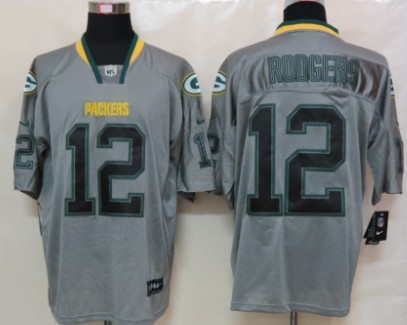 Nike Green Bay Packers #12 Aaron Rodgers Lights Out Gray Elite Jersey 