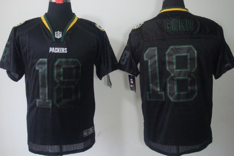 Nike Green Bay Packers #18 Randall Cobb Lights Out Black Elite Jersey 