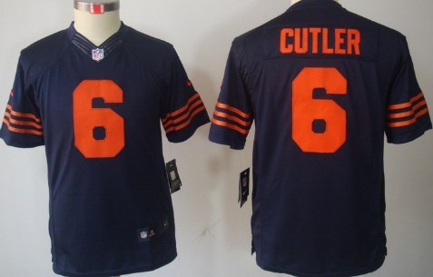 Nike Chicago Bears #6 Jay Cutler Blue With Orange Limited Kids Jersey 