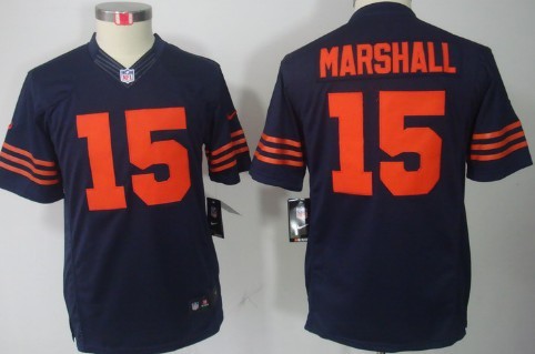 Nike Chicago Bears #15 Brandon Marshall Blue With Orange Limited Kids Jersey 