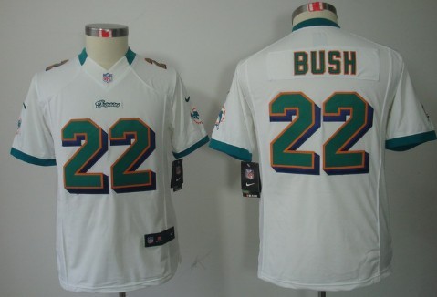 Nike Miami Dolphins #22 Reggie Bush White Limited Kids Jersey 