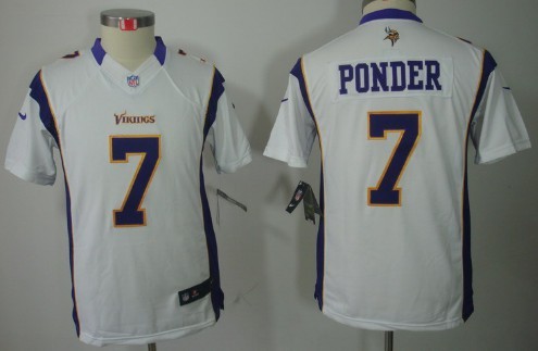 Nike Minnesota Vikings #7 Christian Ponder White Limited Kids Jersey 