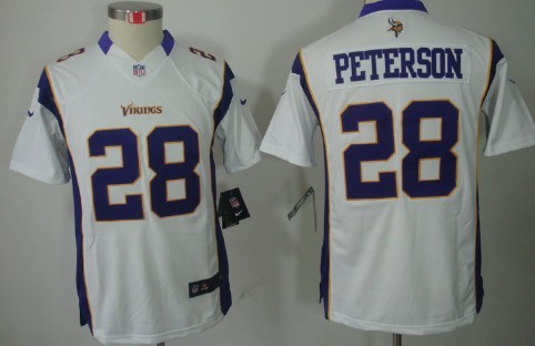 Nike Minnesota Vikings #28 Adrian Peterson White Limited Kids Jersey 