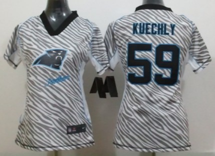 Nike Carolina Panthers #59 Luke Kuechly 2012 Womens Zebra Fashion Jersey 