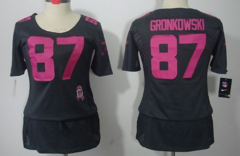 Nike New England Patriots #87 Rob Gronkowski Breast Cancer Awareness Gray Womens Jersey