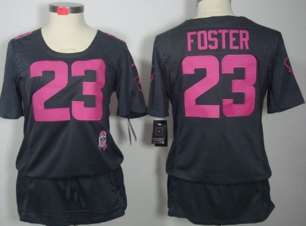 Nike Houston Texans #23 Arian Foster Breast Cancer Awareness Gray Womens Jersey