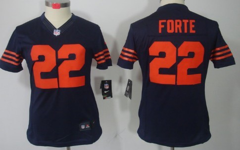 Nike Chicago Bears #22 Matt Forte Blue With Orange Limited Womens Jersey 