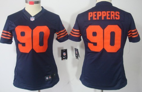 Nike Chicago Bears #90 Julius Peppers Blue With Orange Limited Womens Jersey 