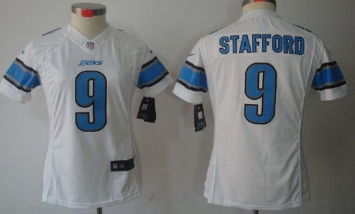 Nike Detroit Lions #9 Matthew Stafford White Limited Womens Jersey 