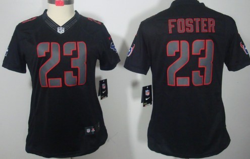 Nike Houston Texans #23 Arian Foster Black Impact Limited Womens Jersey 