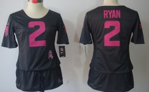 Nike Atlanta Falcons #2 Matt Ryan Breast Cancer Awareness Gray Womens Jersey