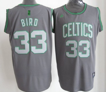 Boston Celtics #33 Larry Bird Gray Shadow Jersey 