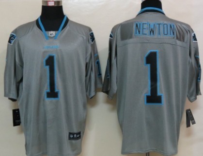 Nike Carolina Panthers #1 Cam Newton Lights Out Gray Elite Jersey 