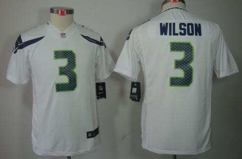 Nike Seattle Seahawks #3 Russell Wilson White Limited Kids Jersey 