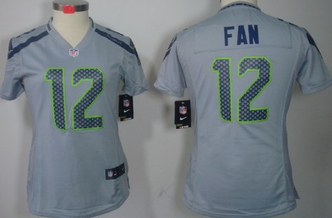 Nike Seattle Seahawks #12 Fan Gray Limited Womens Jersey 