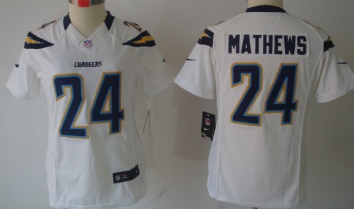 Nike San Diego Chargers #24 Ryan Mathews White Limited Womens Jersey