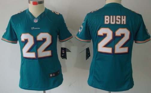 Nike Miami Dolphins #22 Reggie Bush Green Limited Womens Jersey 