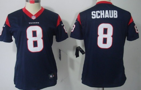 Nike Houston Texans #8 Matt Schaub Blue Limited Womens Jersey 