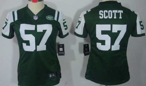 Nike New York Jets #57 Bart Scott Green Limited Womens Jersey