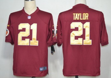 Nike Washington Redskins #21 Sean Taylor Red With Gold Game Jersey 